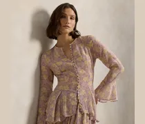 Geblümtes Knittertop mit Knöpfen