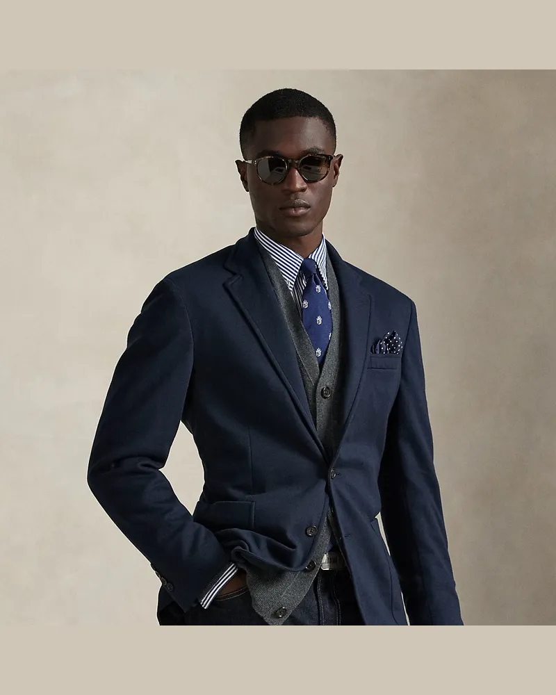 Ralph Lauren Tailored-Fit Piqué-Anzugjacke Polo Soft Blue