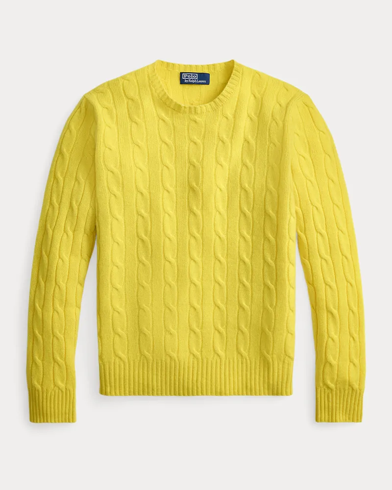 Ralph Lauren Kaschmirpullover mit Zopfmuster Yellow