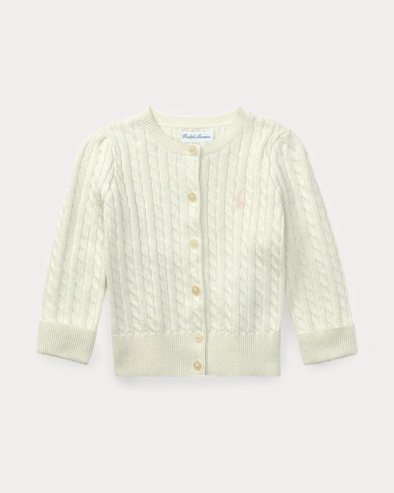 Ralph Lauren Baumwollstrickjacke mit Mini-Zopfmuster White