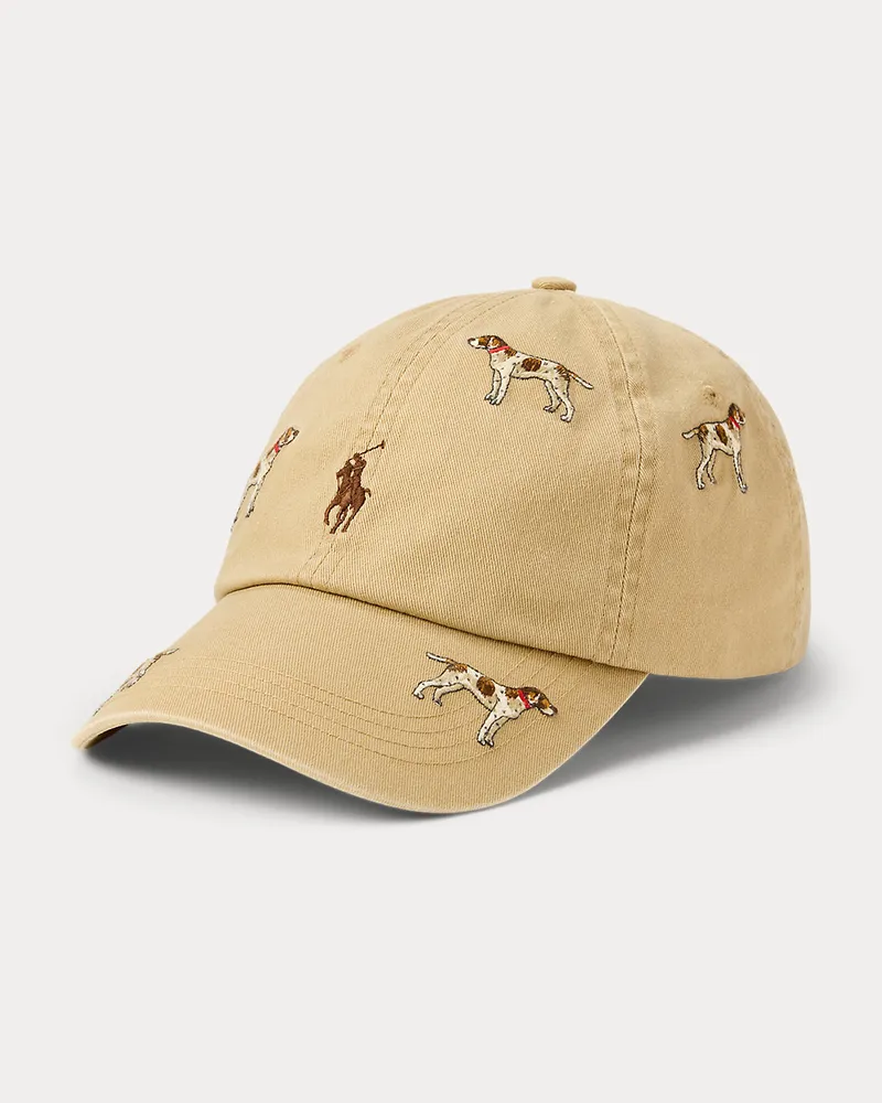 Ralph Lauren Twill-Baseballkappe mit gesticktem Hund Brown