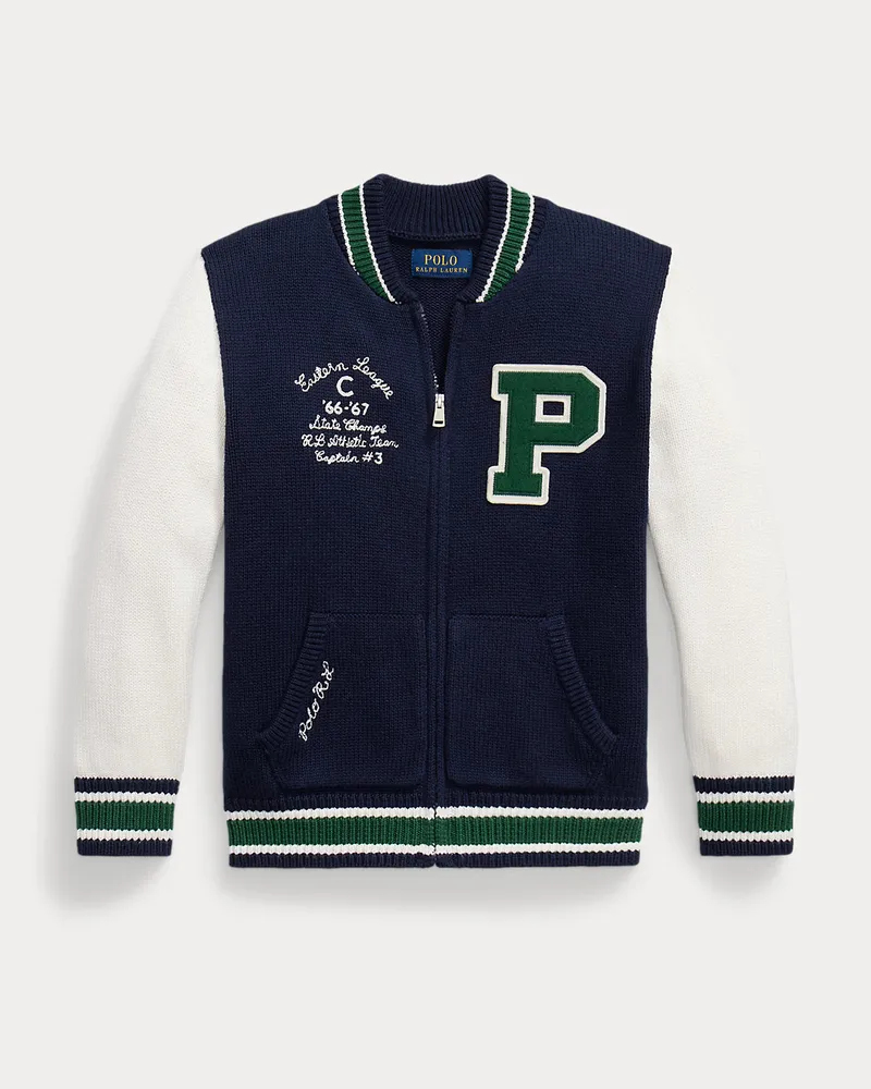 Ralph Lauren College-Strickjacke mit Reißverschluss Blue