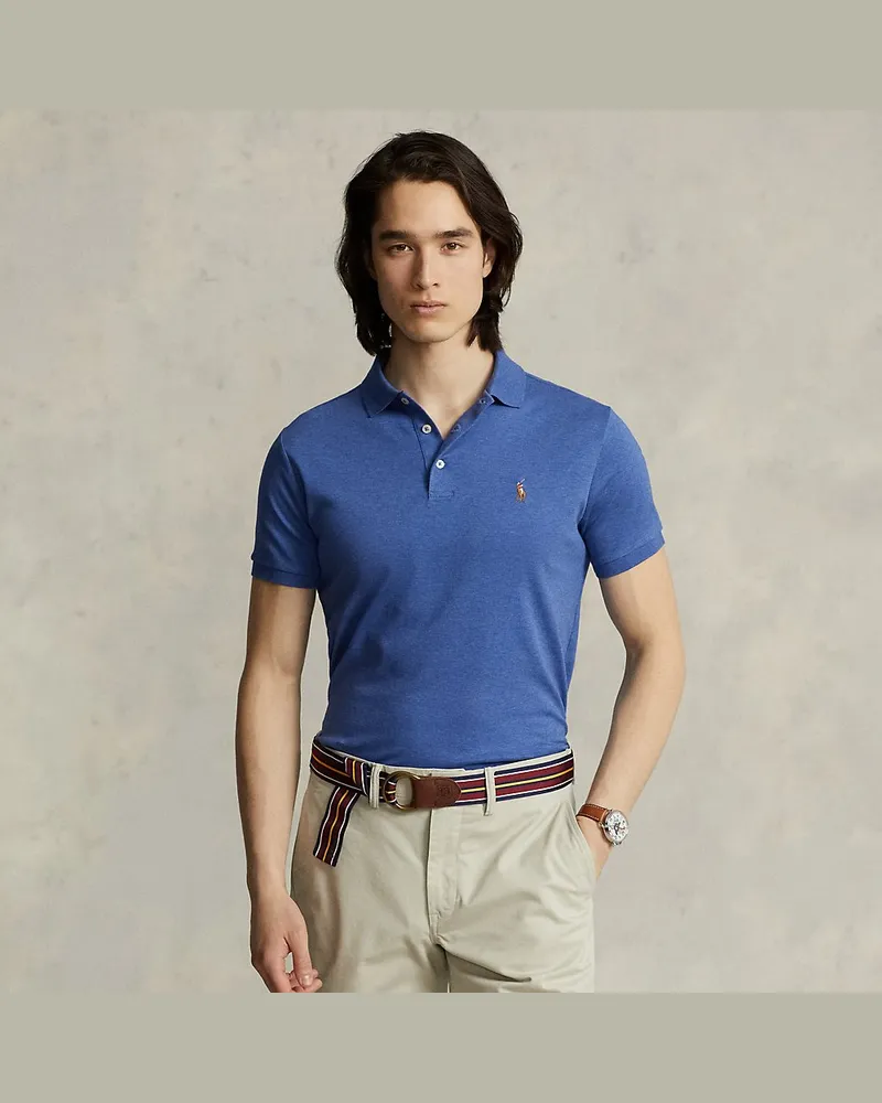 Ralph Lauren Custom-Slim-Fit Baumwoll-Poloshirt Blue