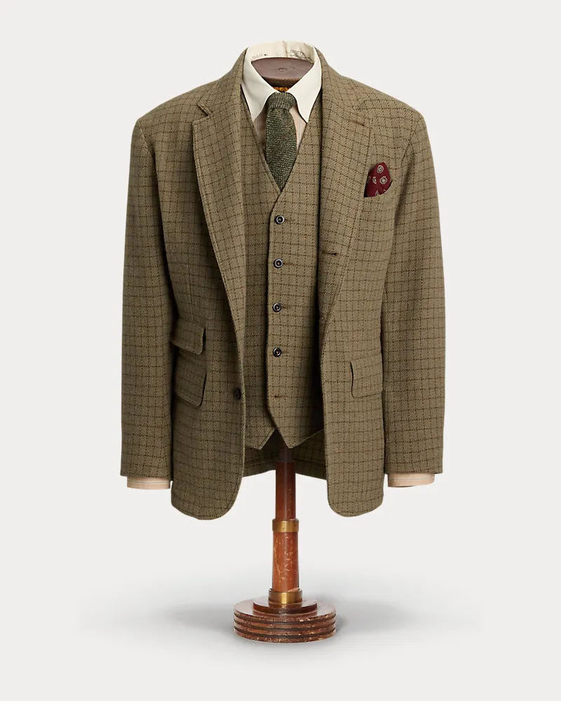 Ralph Lauren Kariertes Sakko aus Wolltweed Tan