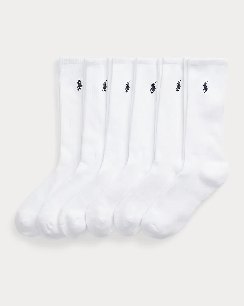 Ralph Lauren 6er-Pack Crew-Socken mit Baumwolle White