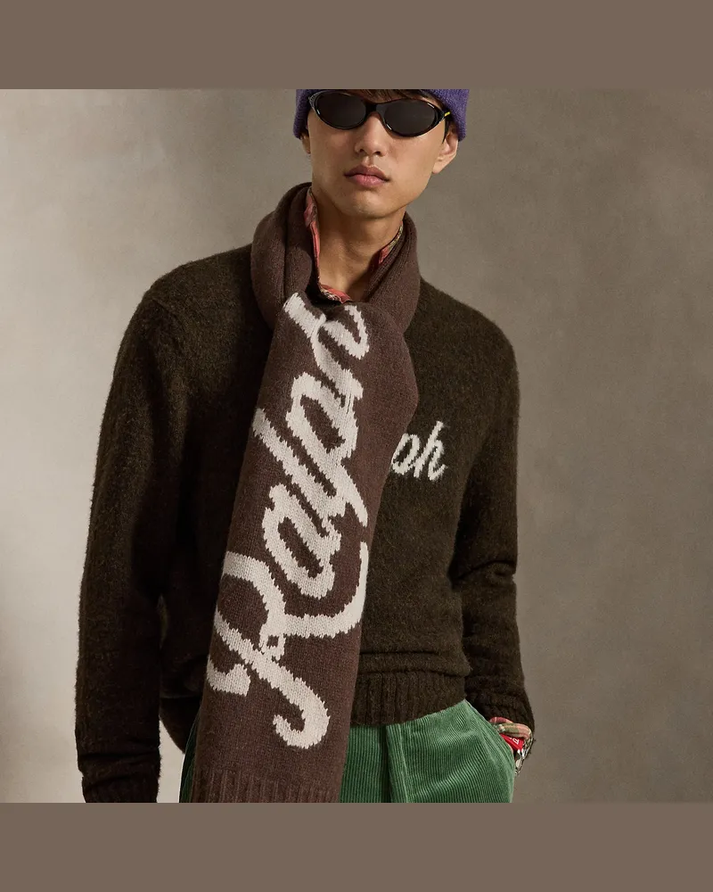 Ralph Lauren Der Woll-Alpaka-Schal mit „ Ralph Lauren“-Logo Brown