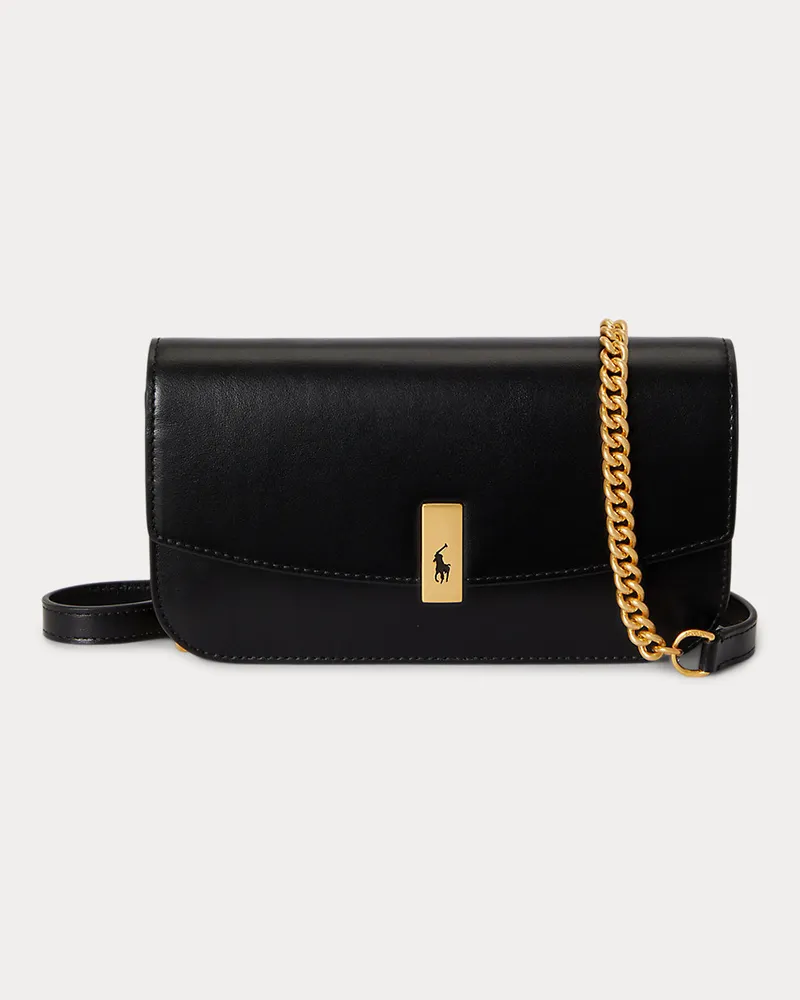 Ralph Lauren Lederbrieftasche Polo ID mit Kette Black