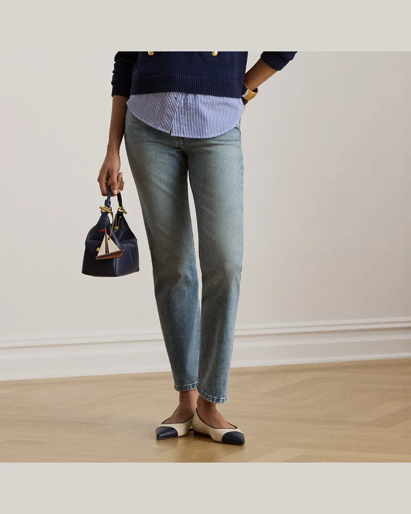 Ralph Lauren Straight-Fit Jeans mit hoher Leibhöhe Blue