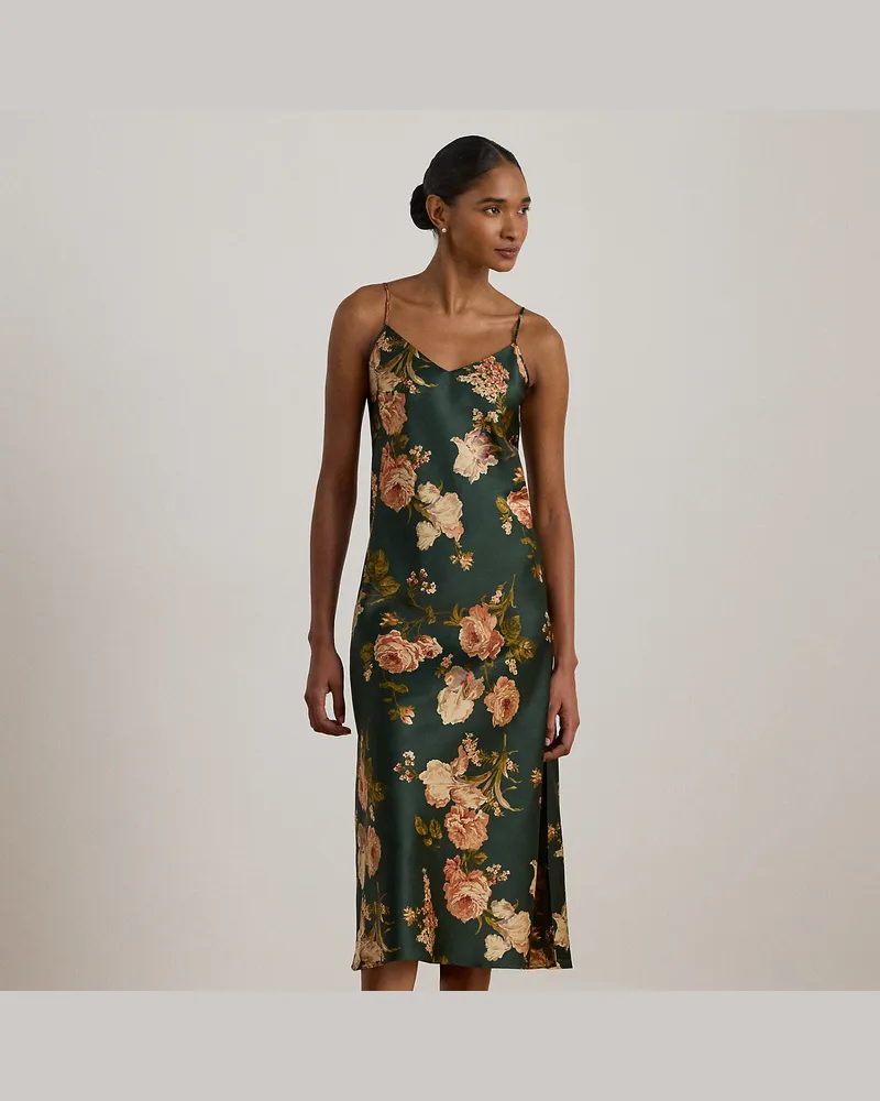 Ralph Lauren Geblümtes Satinnachthemd Green