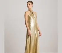 Neckholder-Kleid aus Metallic-Chiffon