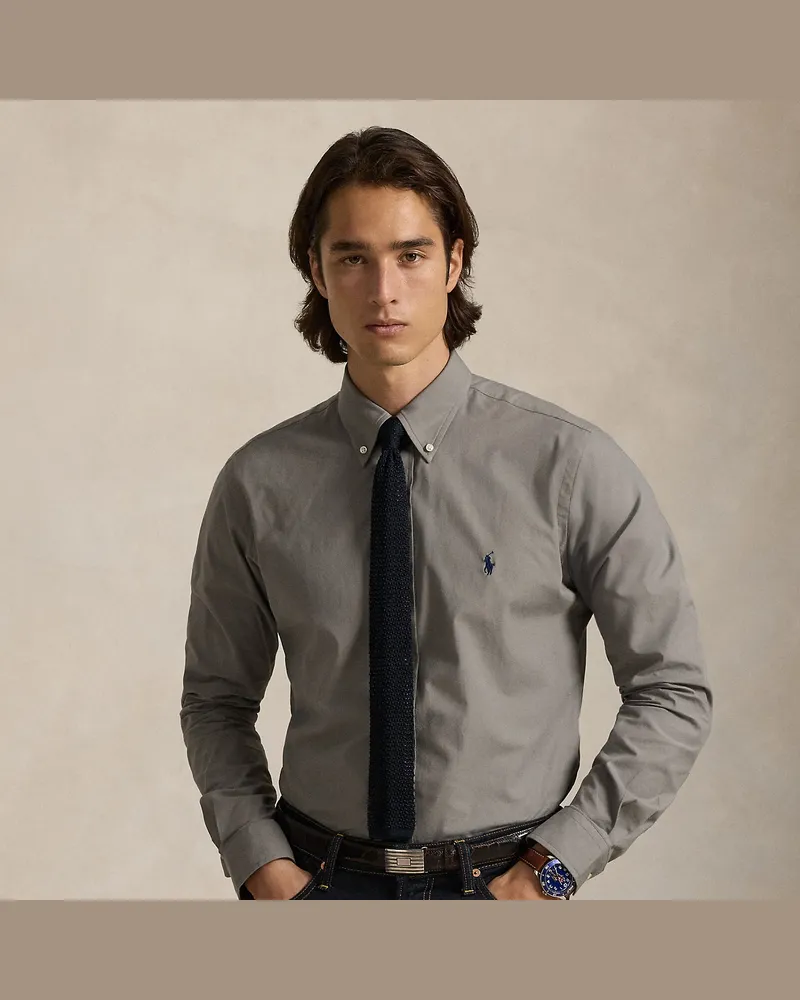 Ralph Lauren Custom-Fit Hemd aus Stretchpopeline Grey