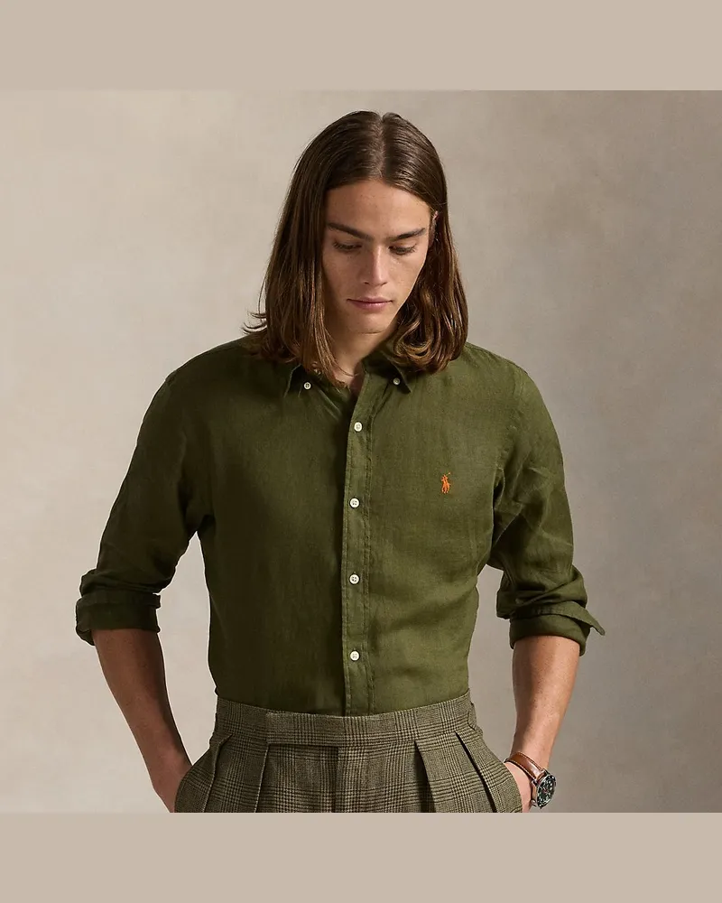 Ralph Lauren Slim-Fit Leinenhemd Green