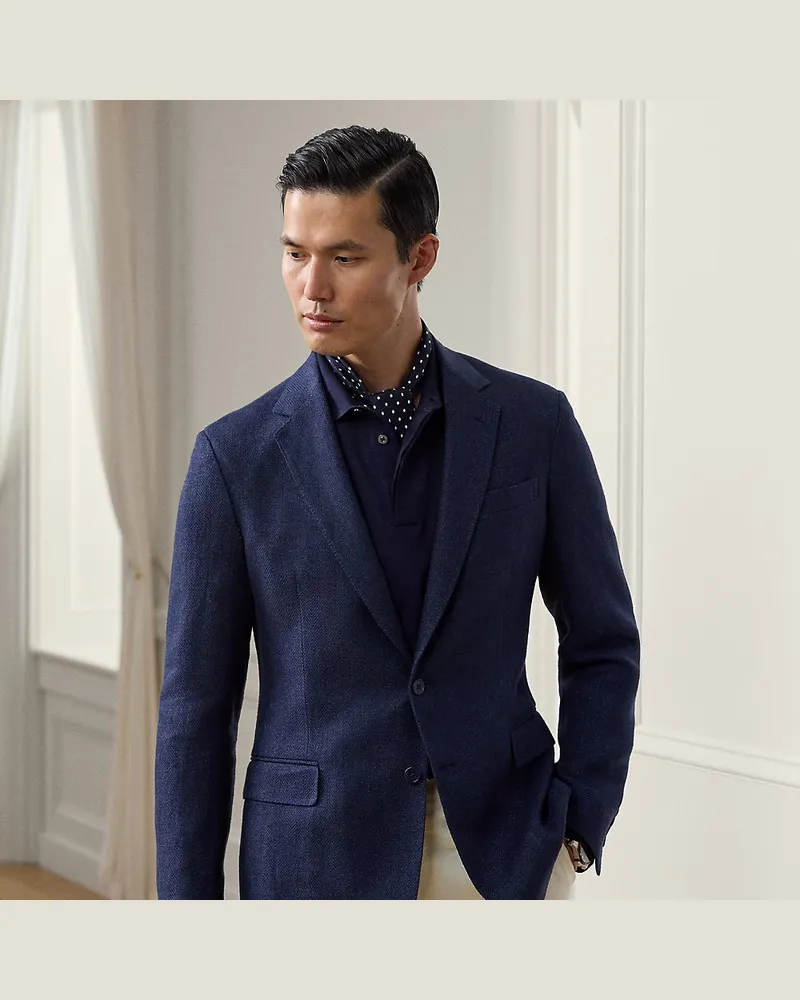 Ralph Lauren Handgeschneiderte Fischgratjacke Hadley Blue
