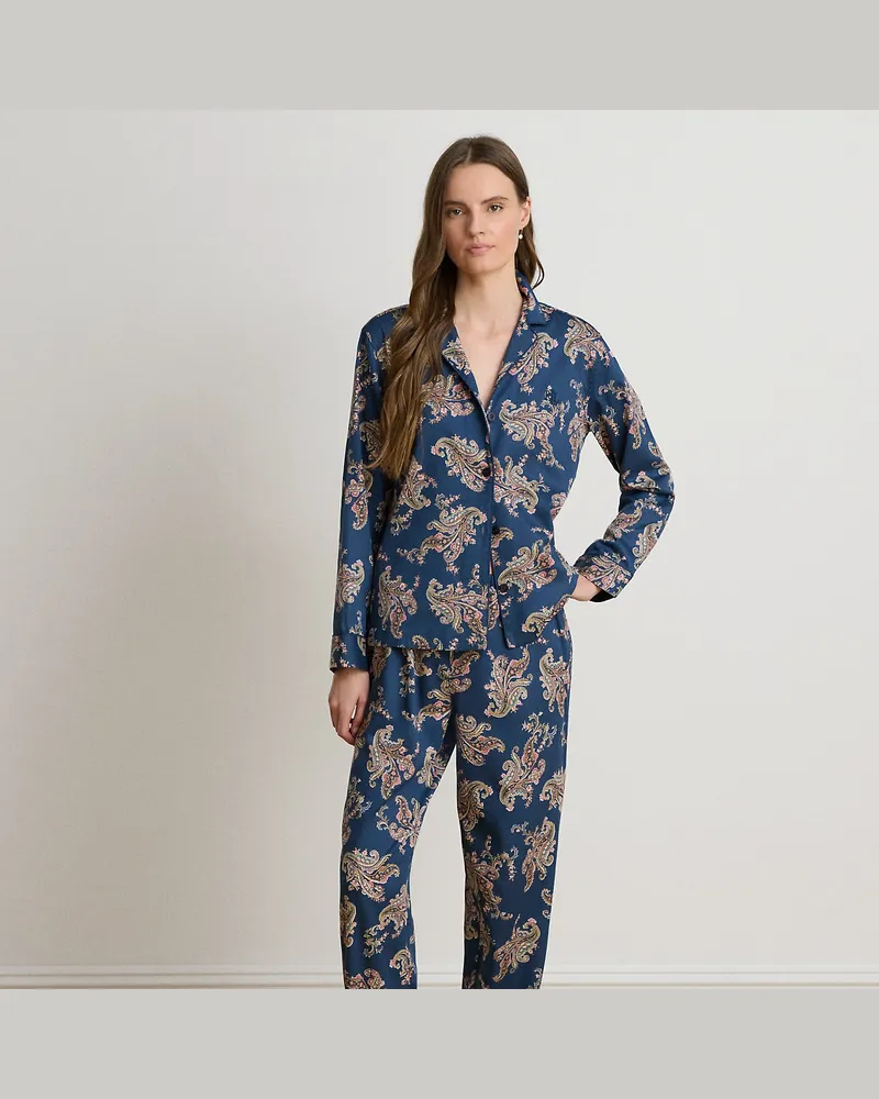 Ralph Lauren Pyjama mit Blumen- und Paisley-Motiv Blue