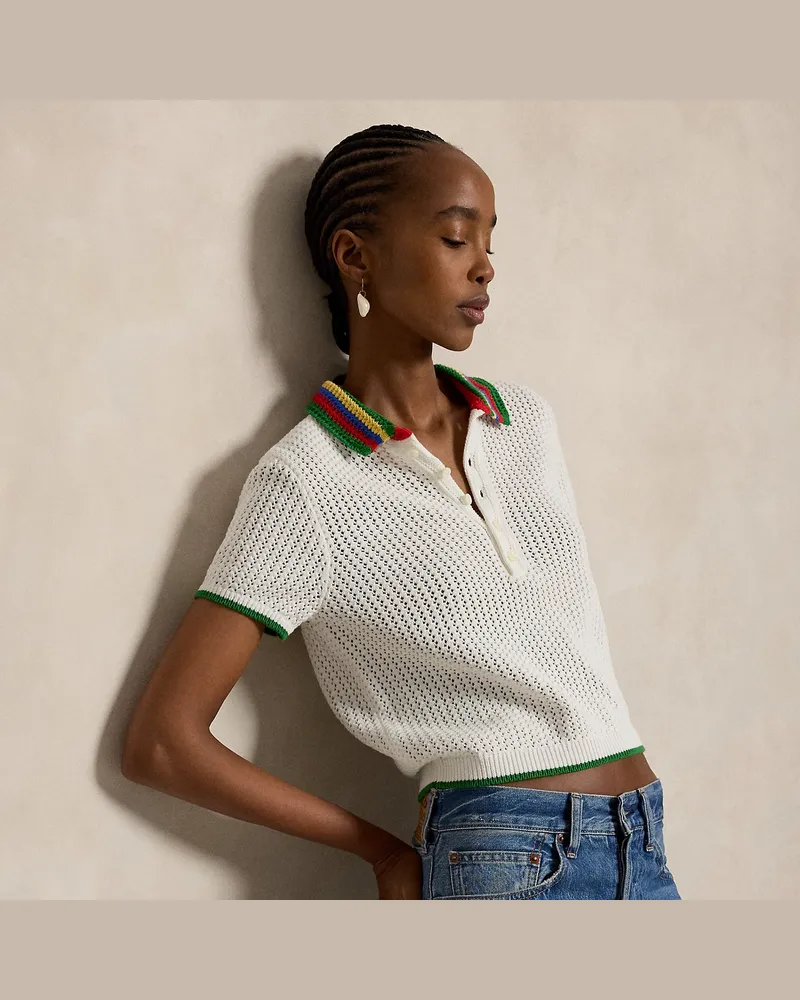 Ralph Lauren Poloshirt mit Lochmuster White