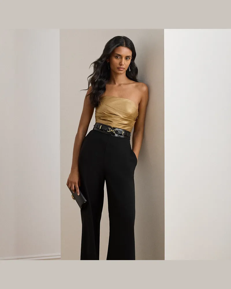 Ralph Lauren Twill-Crêpe-Jumpsuit mit Schleife hinten Black