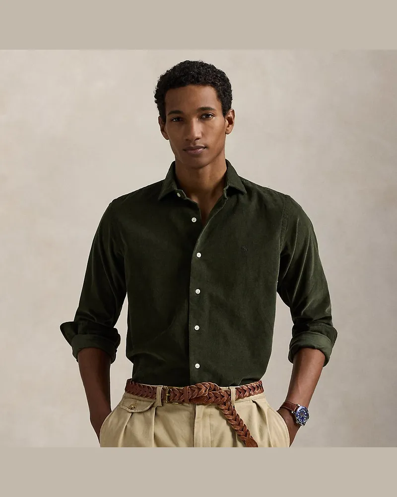 Ralph Lauren Custom-Fit Hemd aus Kordsamt Green