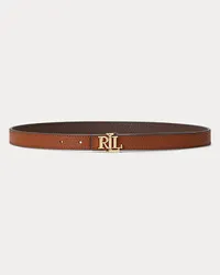 Ralph Lauren Schmaler wendbarer Ledergürtel mit Logo Brown