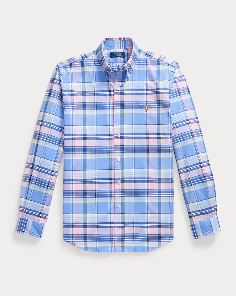 Ralph Lauren Kariertes Custom-Fit Stretch-Oxfordhemd Blue