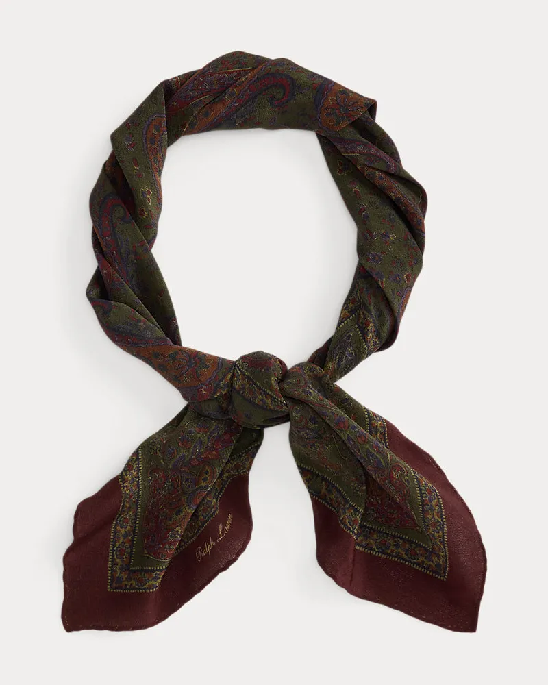 Ralph Lauren Seidencrêpe-Halstuch mit Paisley-Motiv Red