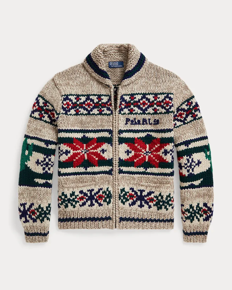 Ralph Lauren Wollstrickjacke mit Wüstenmotiv Tan