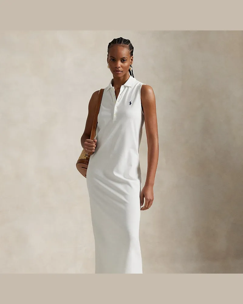 Ralph Lauren Ärmelloses Polokleid aus Baumwollstretch White
