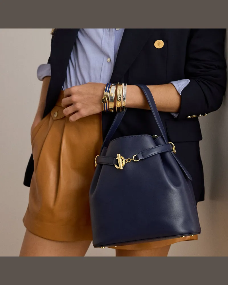 Ralph Lauren Mittelgroße Leder-Beuteltasche Blaike Blue