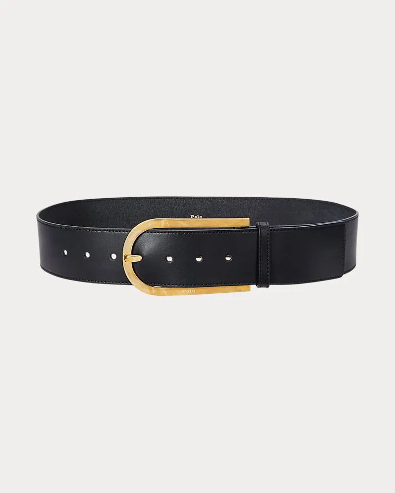 Ralph Lauren Ledergürtel mit verlängerter Schnalle Black
