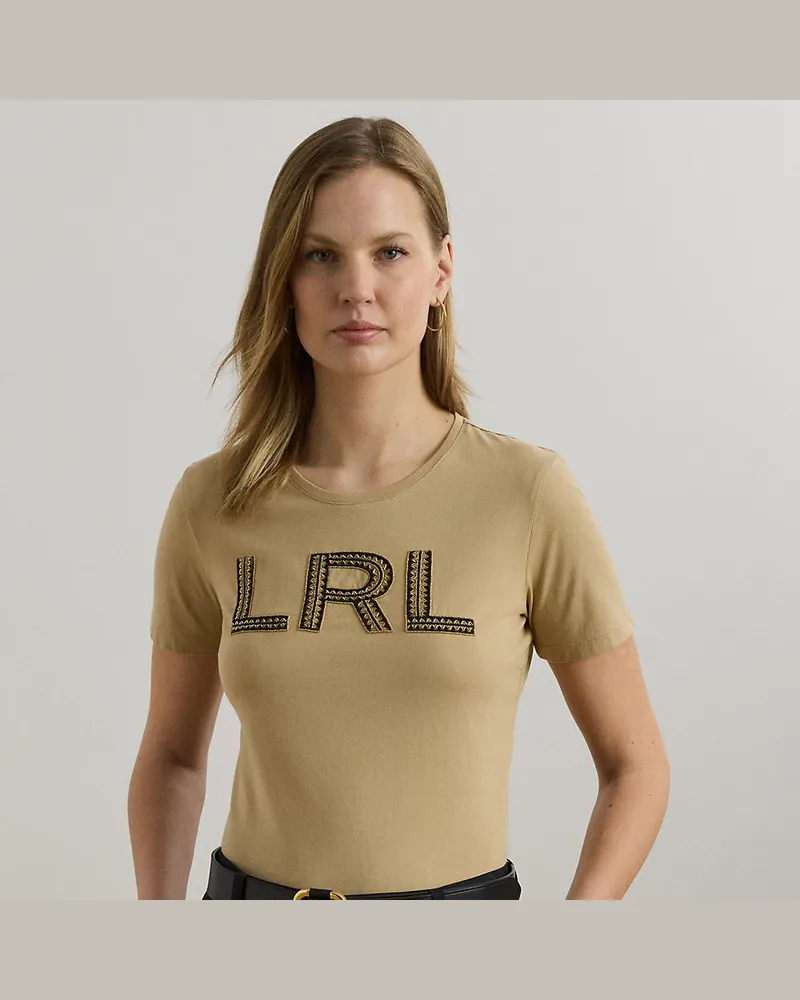 Ralph Lauren Baumwolljersey-T-Shirt mit Perlenlogo Tan