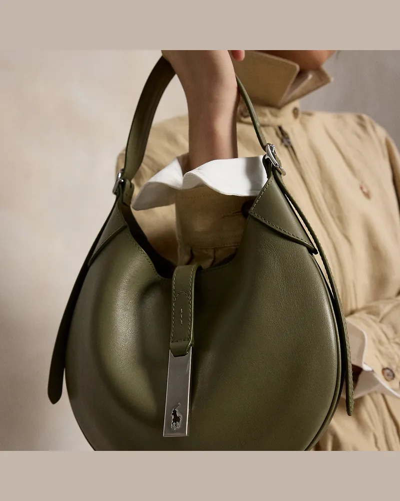 Ralph Lauren Kleine Schultertasche Polo ID aus Leder Green