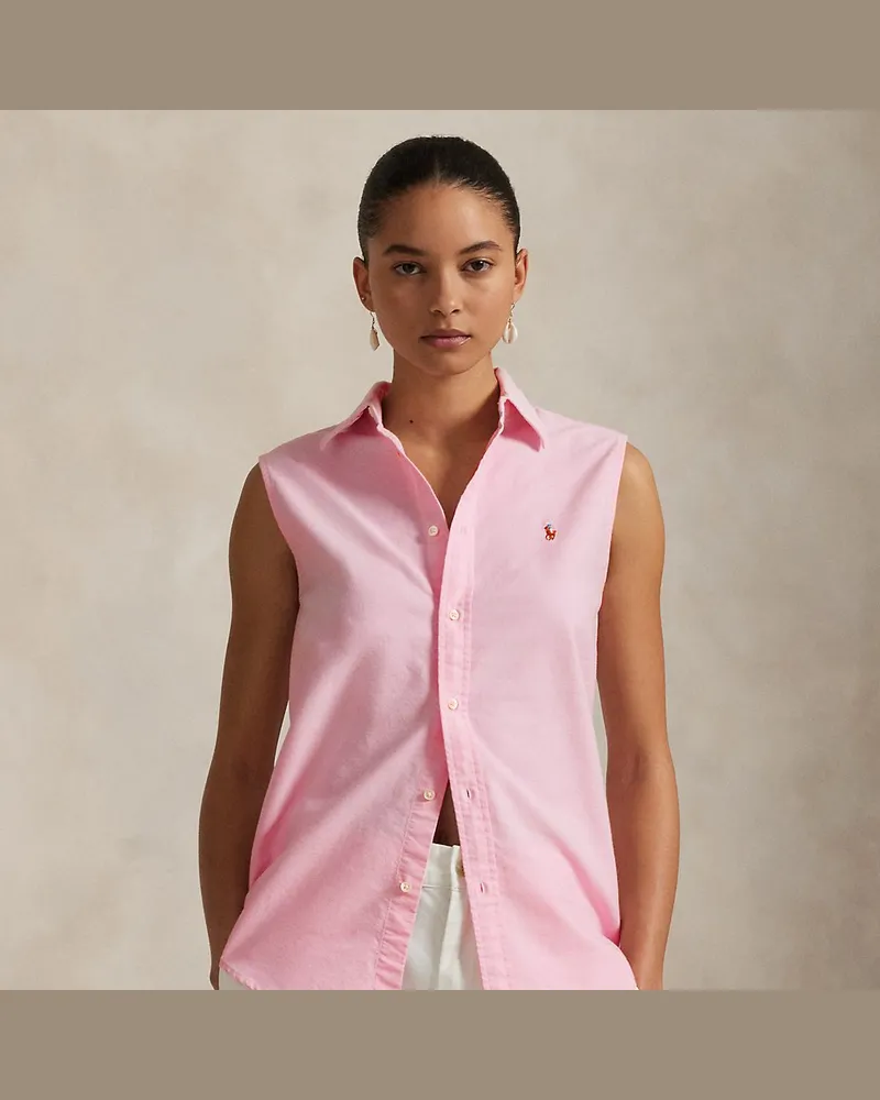 Ralph Lauren Ärmelloses Hemd aus Baumwolloxford Pink