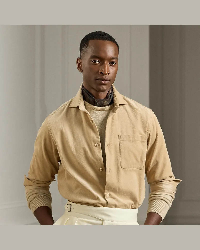 Ralph Lauren Hemd aus fein geripptem Kordsamt Tan
