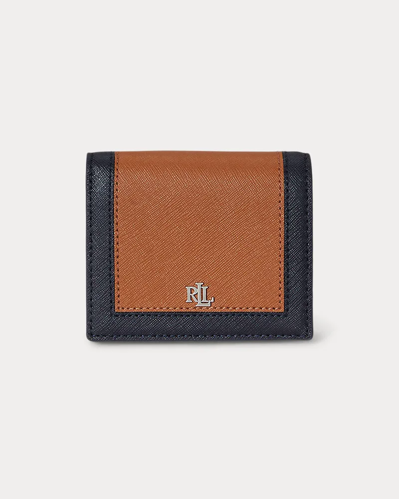 Ralph Lauren Kompakte Color-Block-Lederbrieftasche Brown