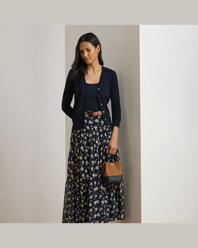 Ralph Lauren Geblümter Stufenrock aus Georgette Blue