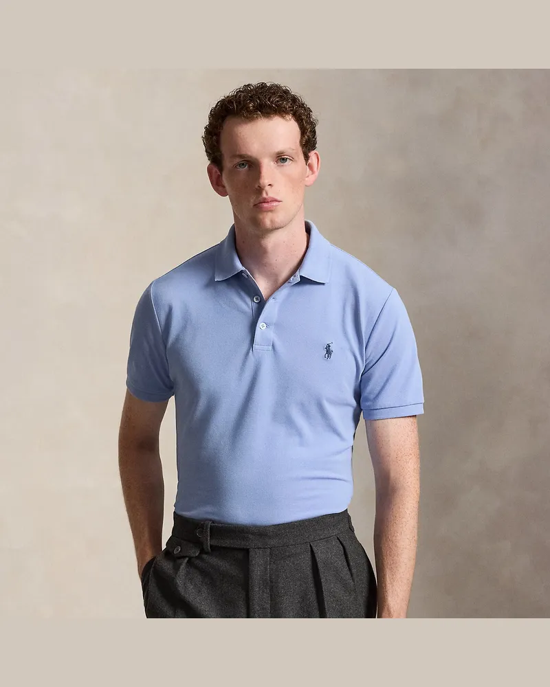 Ralph Lauren Custom-Slim-Fit Piqué-Poloshirt Blue
