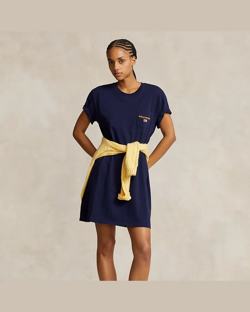 Ralph Lauren T-Shirt-Kleid aus Baumwolljersey Blue