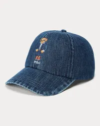 Ralph Lauren Denim-Baseballkappe mit Polo Bear Blue