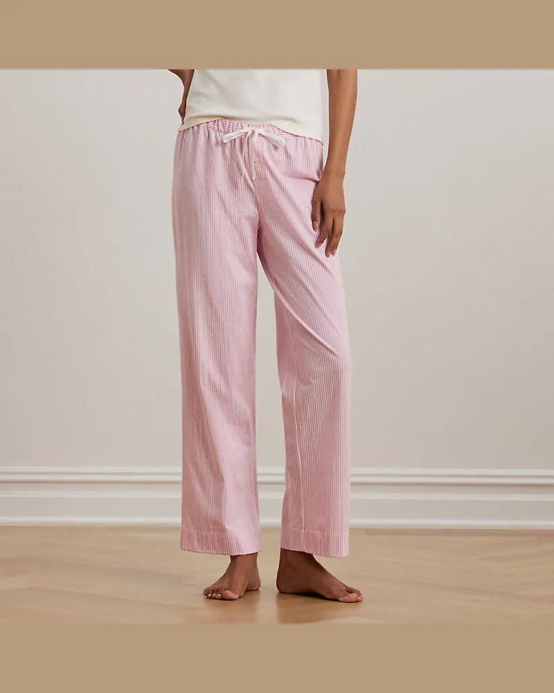 Ralph Lauren Gestreifte Pyjamahose aus Baumwolljersey Pink