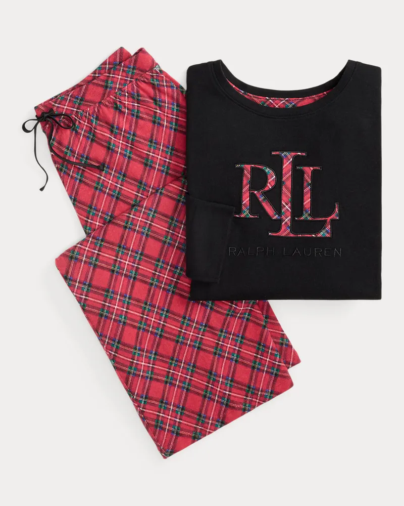 Ralph Lauren Karierter Pyjama aus Baumwollmischung Red