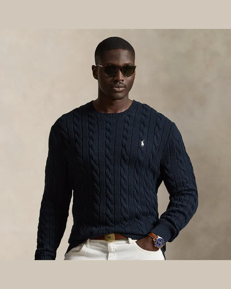 Ralph Lauren Große Größen - Baumwollpullover mit Zopfmuster Blue