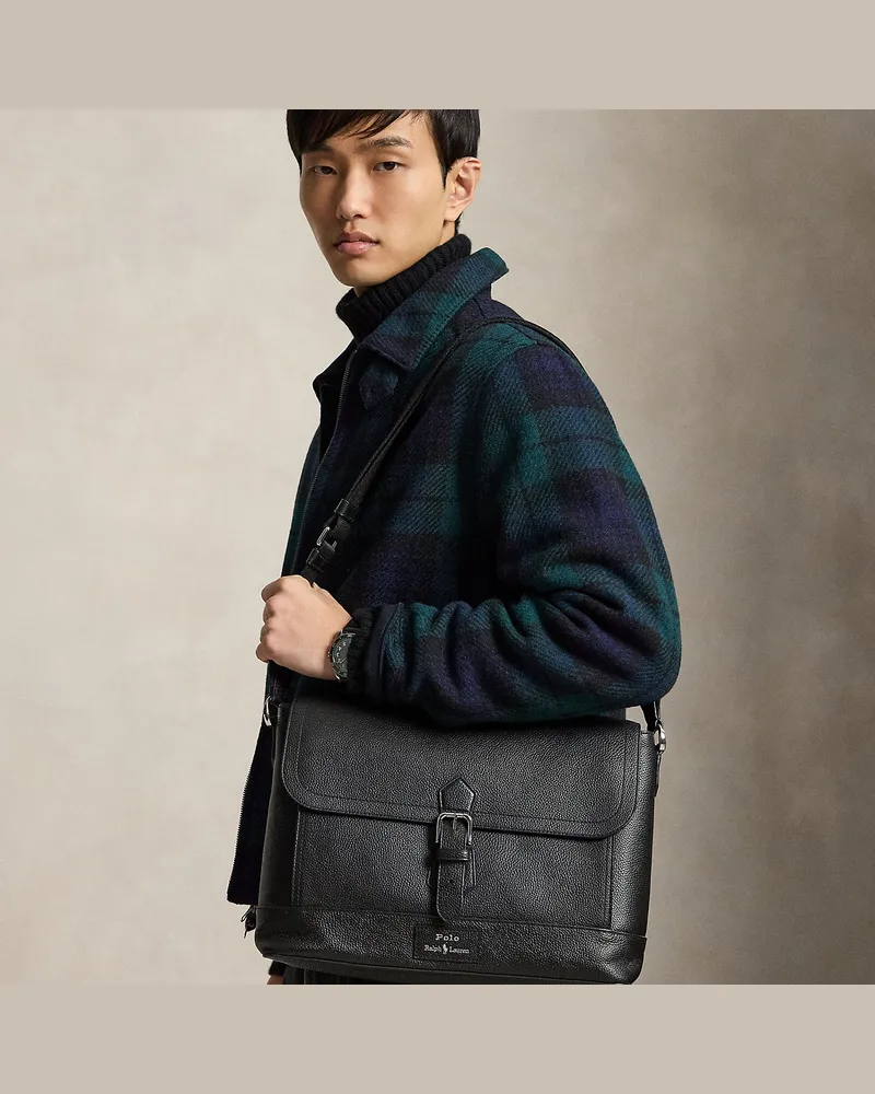 Ralph Lauren Umhängetasche aus Narbenleder Black