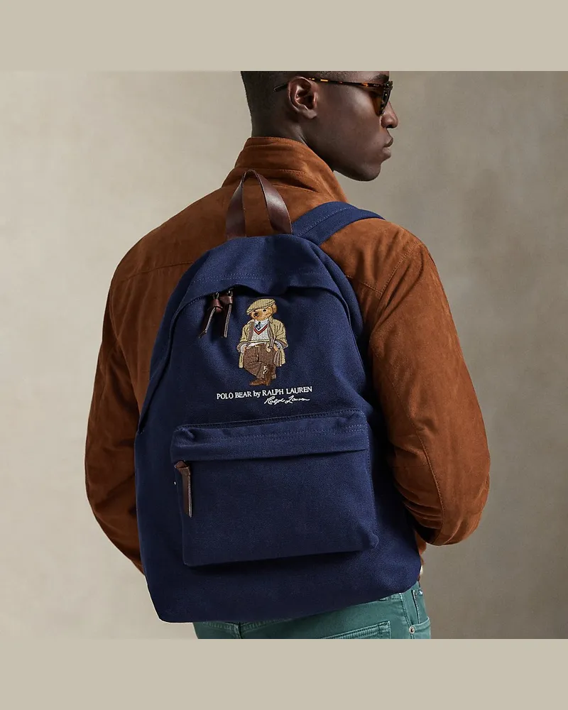 Ralph Lauren Segeltuch-Rucksack mit Polo Bear Blue