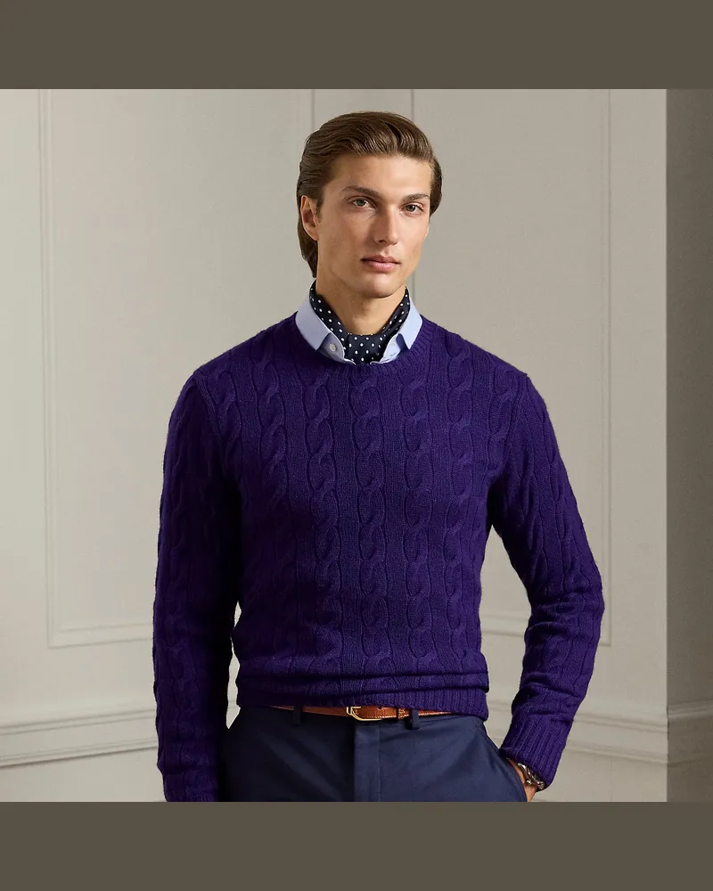 Ralph Lauren Kaschmirpullover mit Zopfmuster Purple