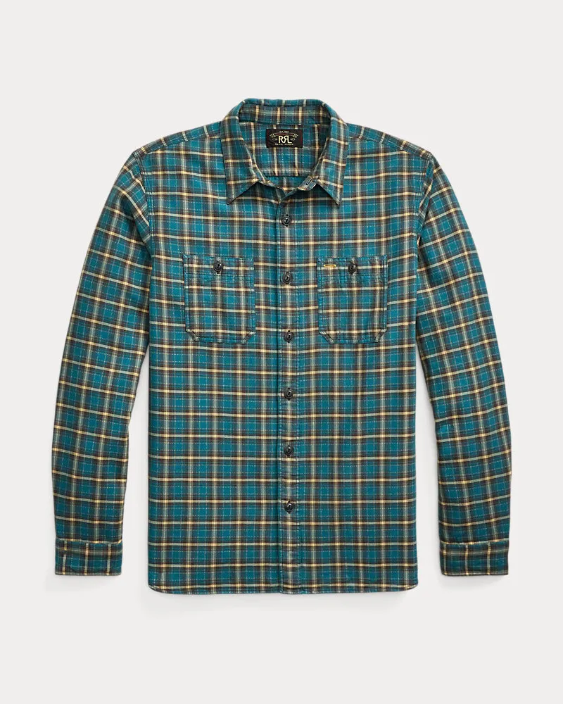 Ralph Lauren Kariertes Arbeitshemd aus Twill Green