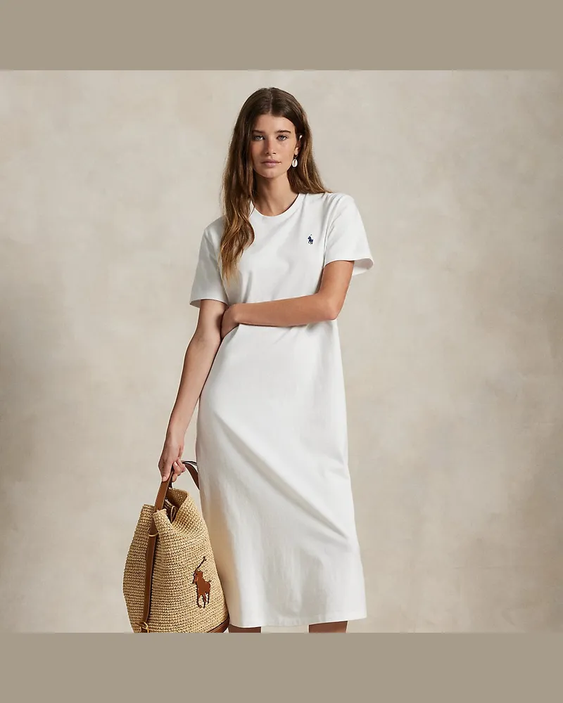 Ralph Lauren T-Shirt-Kleid aus Baumwolljersey White