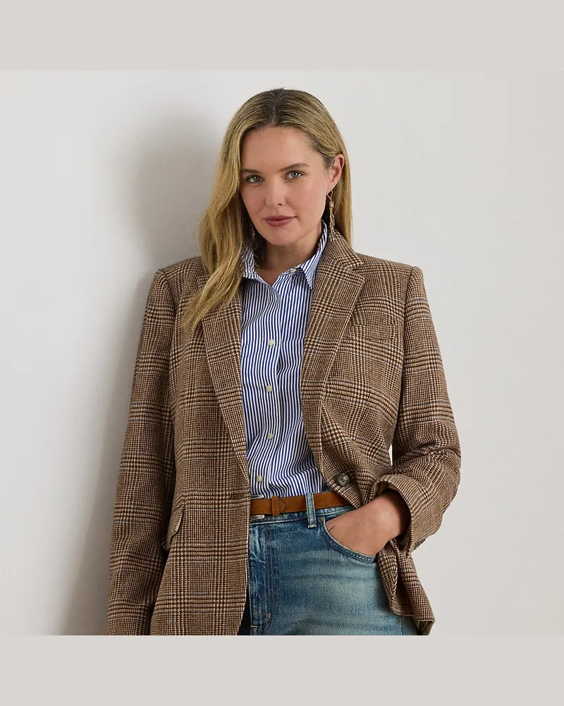 Ralph Lauren Plus Größen - Glencheck-Twillblazer aus Wollmischung Brown