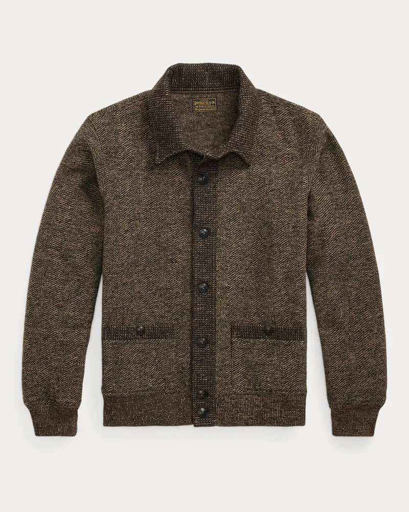 Ralph Lauren Doppellagige Tweed-Strickjacke Brown