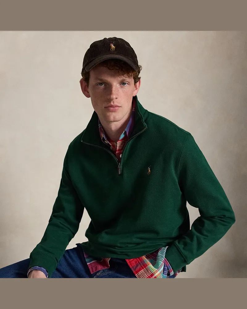 Ralph Lauren Rippenpullover mit Viertelreißverschluss Green