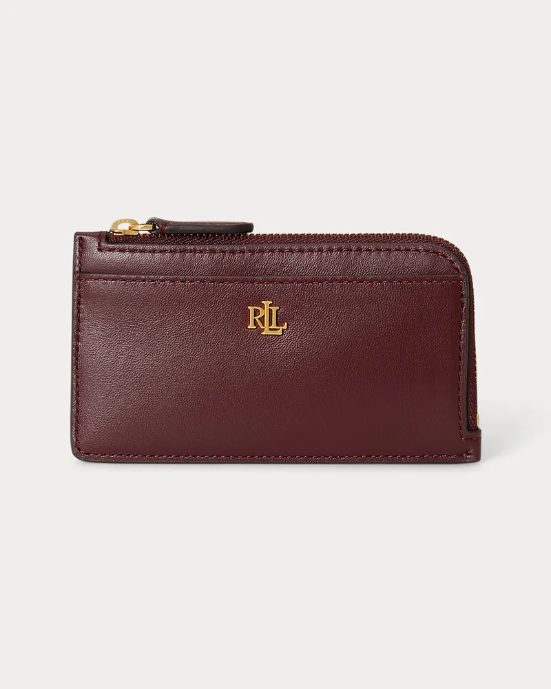 Ralph Lauren Leder-Kartenetui mit L-Reißverschluss Red