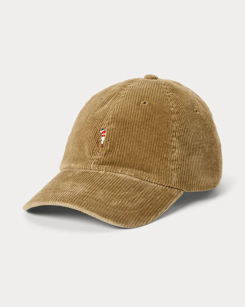 Ralph Lauren Baseballkappe aus Kordsamt Tan